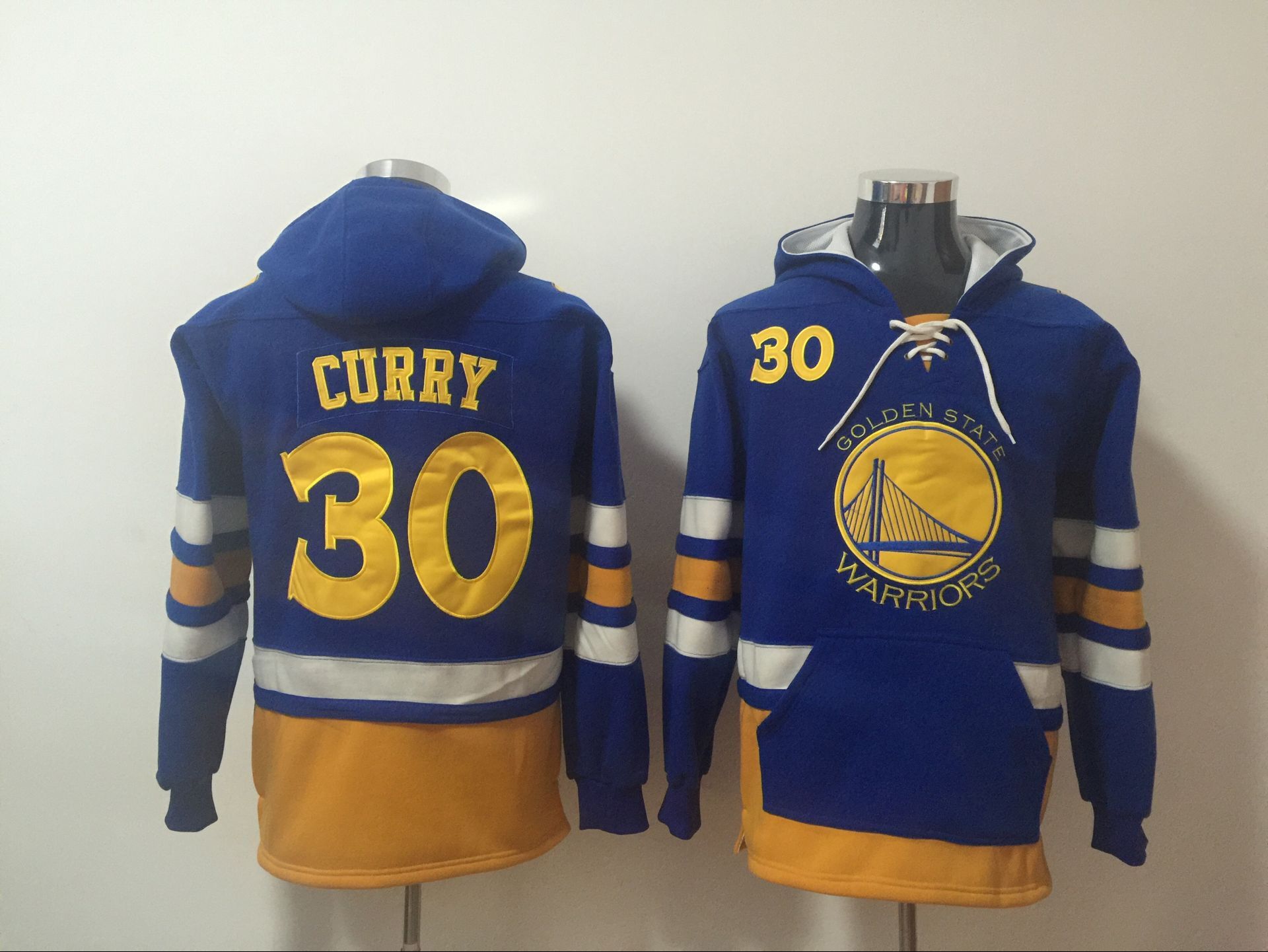 Men 2017 NBA Golden State Warriors 30 Curry Blue hoodie